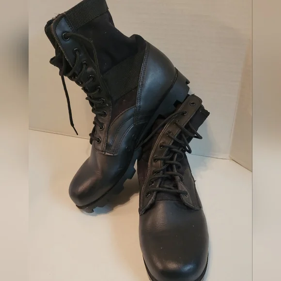 NWOT Rothco Men\'s Sz 7 Black and Olive Combat Boots Moto Military Camo CLEAN 5075 Rothco Black GI Style Combat Boots main image 3